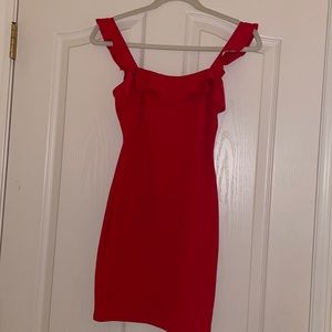 Red dress with ruffle straps